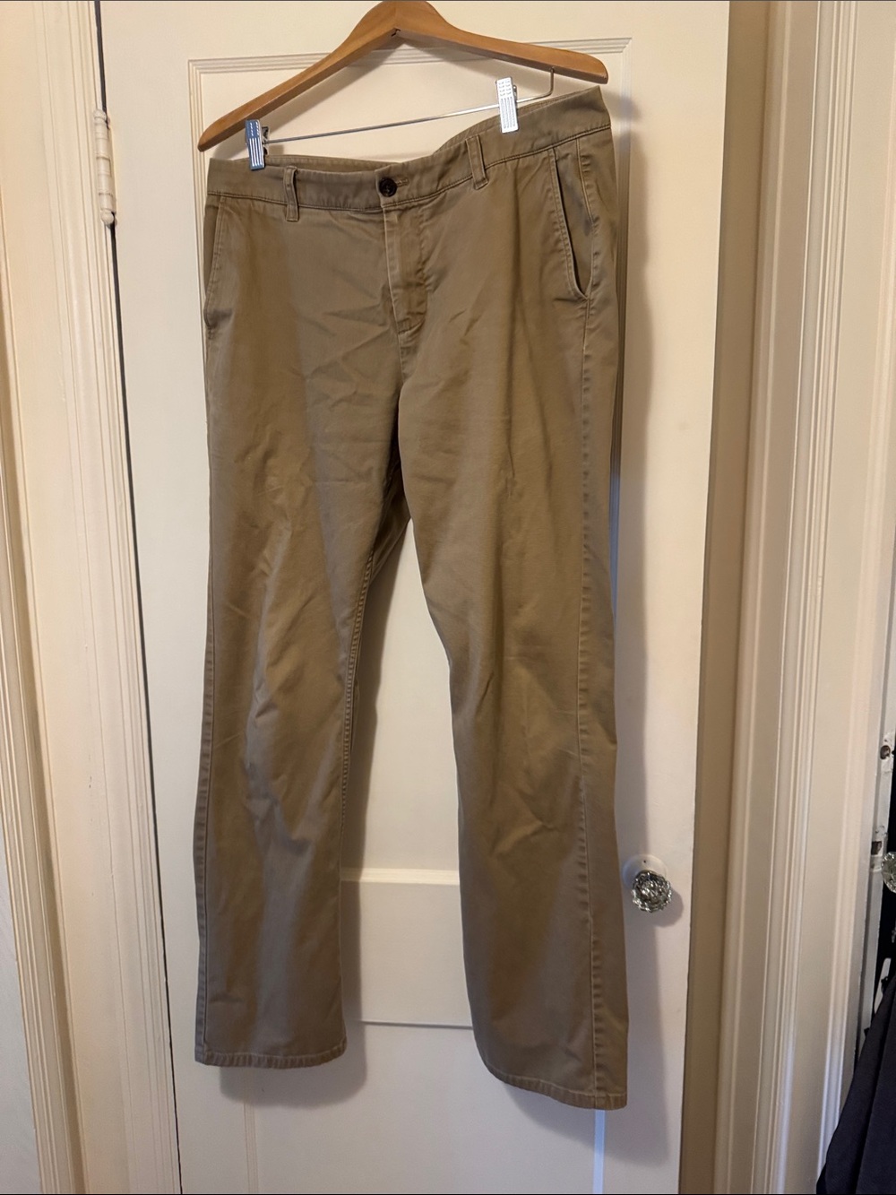 Hawker Rye Men's Khaki Straight-Leg Cotton Pants 34/34